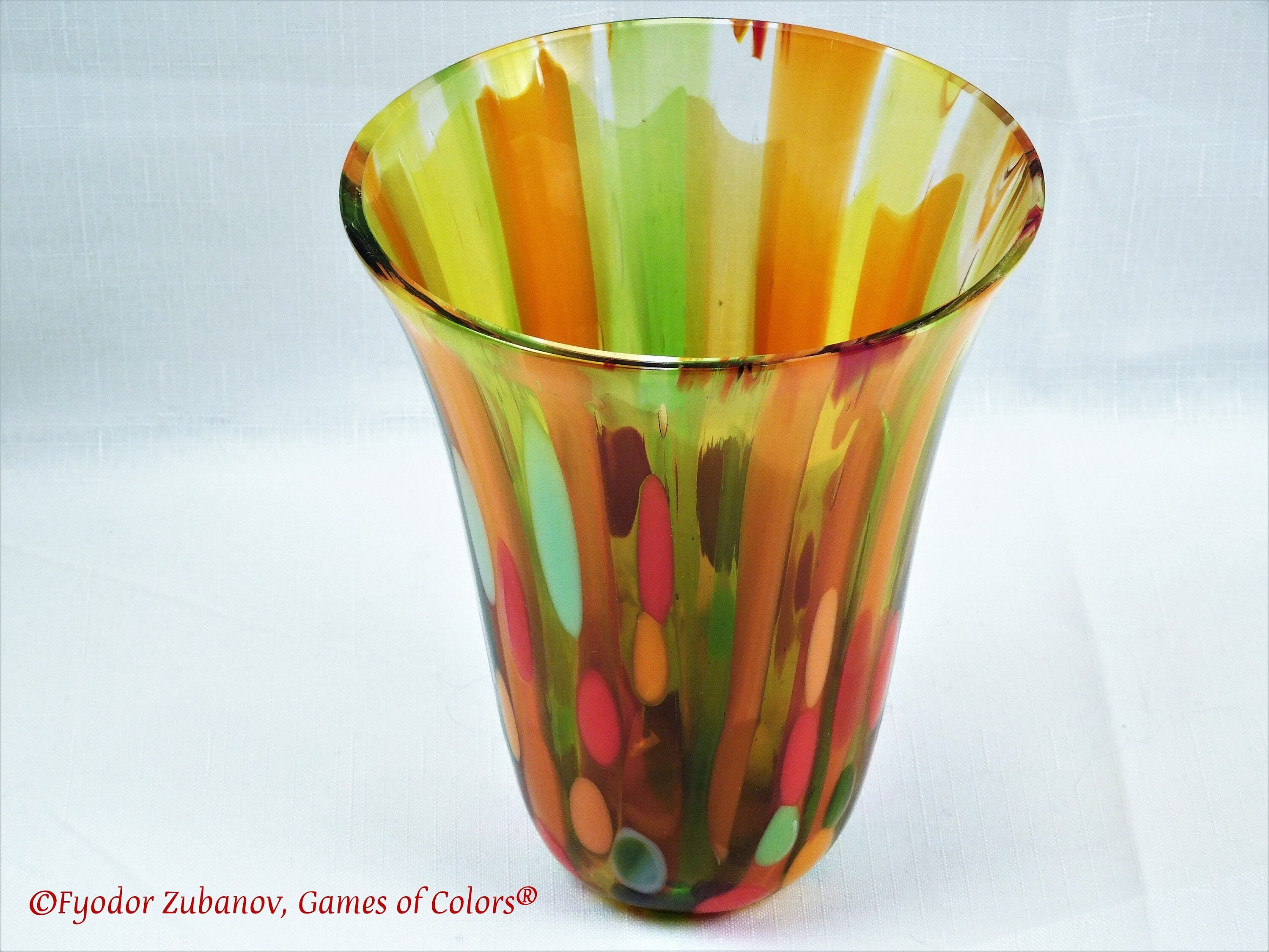 A small fused glass vase "Fall bouquet"; decorative vessel; original design; art glass