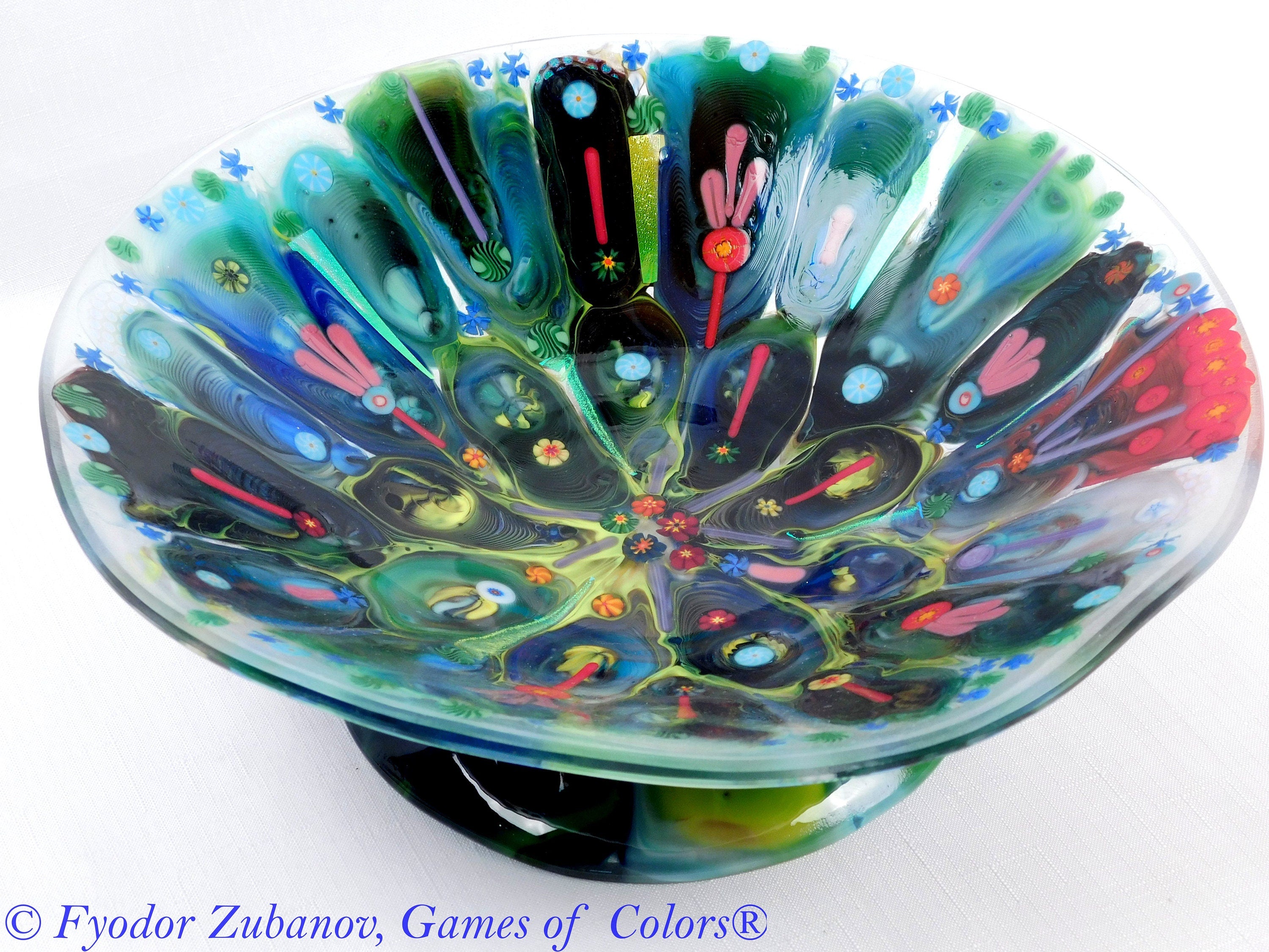 A decorative glass bowl "Fairy Forest"; fused glass; abstract design