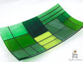 Fused Glass Plate: Rectangular Green Art Glass Centerpiece (12.25 x 7.25 inches)