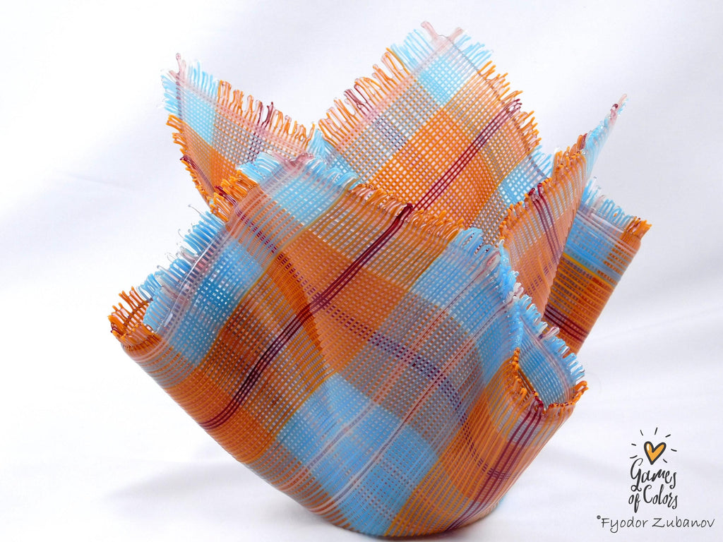 A fused glass decorative vase "Whispered Weave"