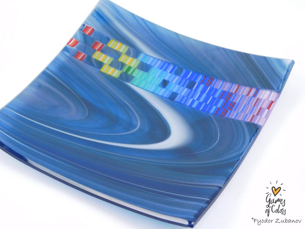 Mosaic Jet plate: Blue-Grape with White Swirls