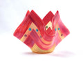 Valentines candle holder Hearts in Amber. Fused glass.