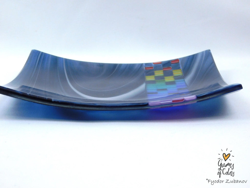 Mosaic Jet plate: Blue-Grape with White Swirls