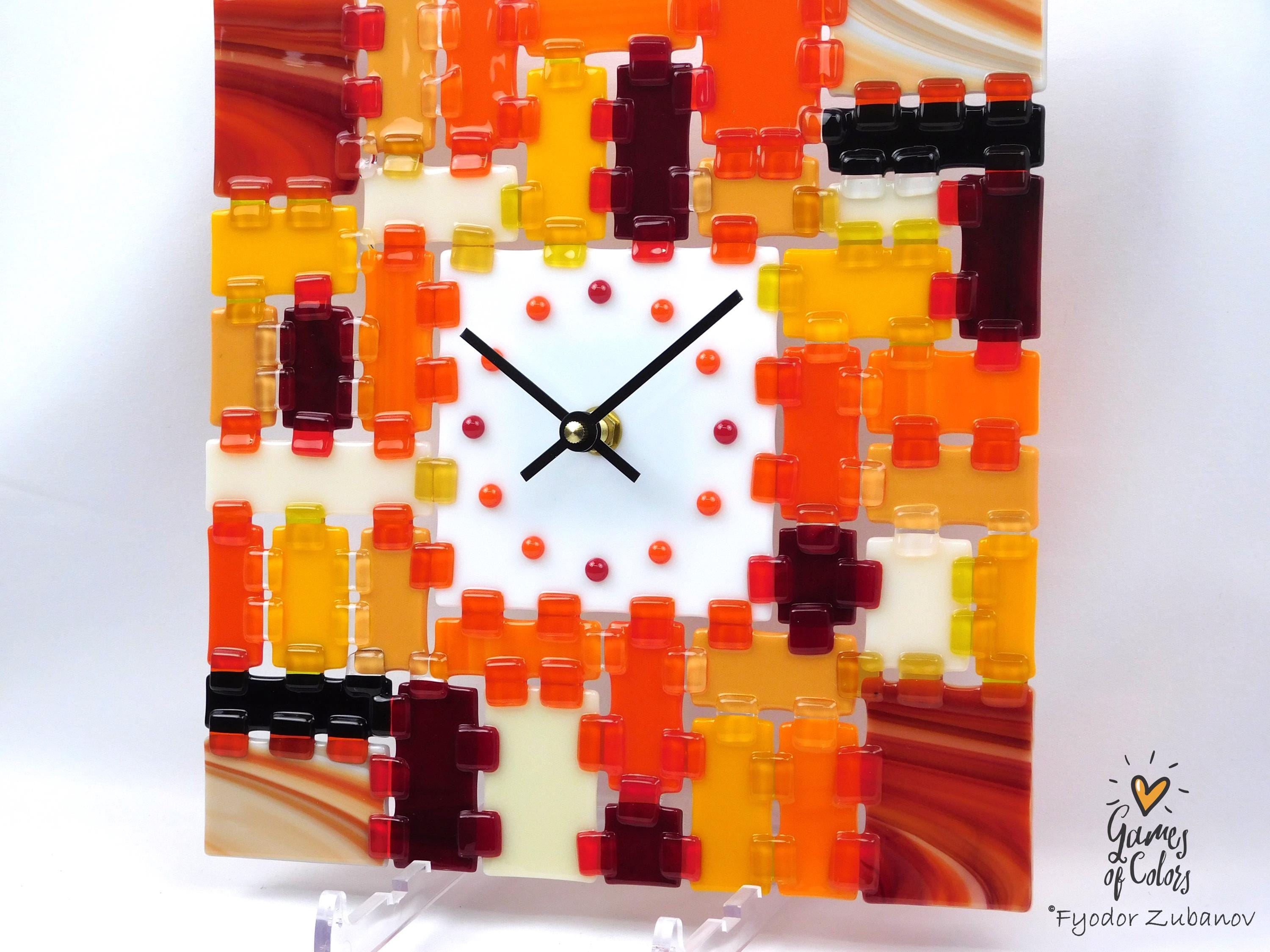 Wall Clock Rectangular Fantasy - September morning; art glass; wall accent; decorative clock
