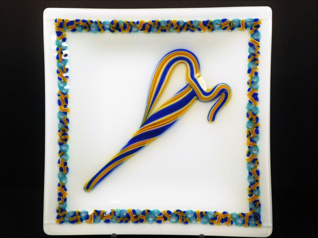 Sale: A decorative fused glass sqare plate Vitri II
