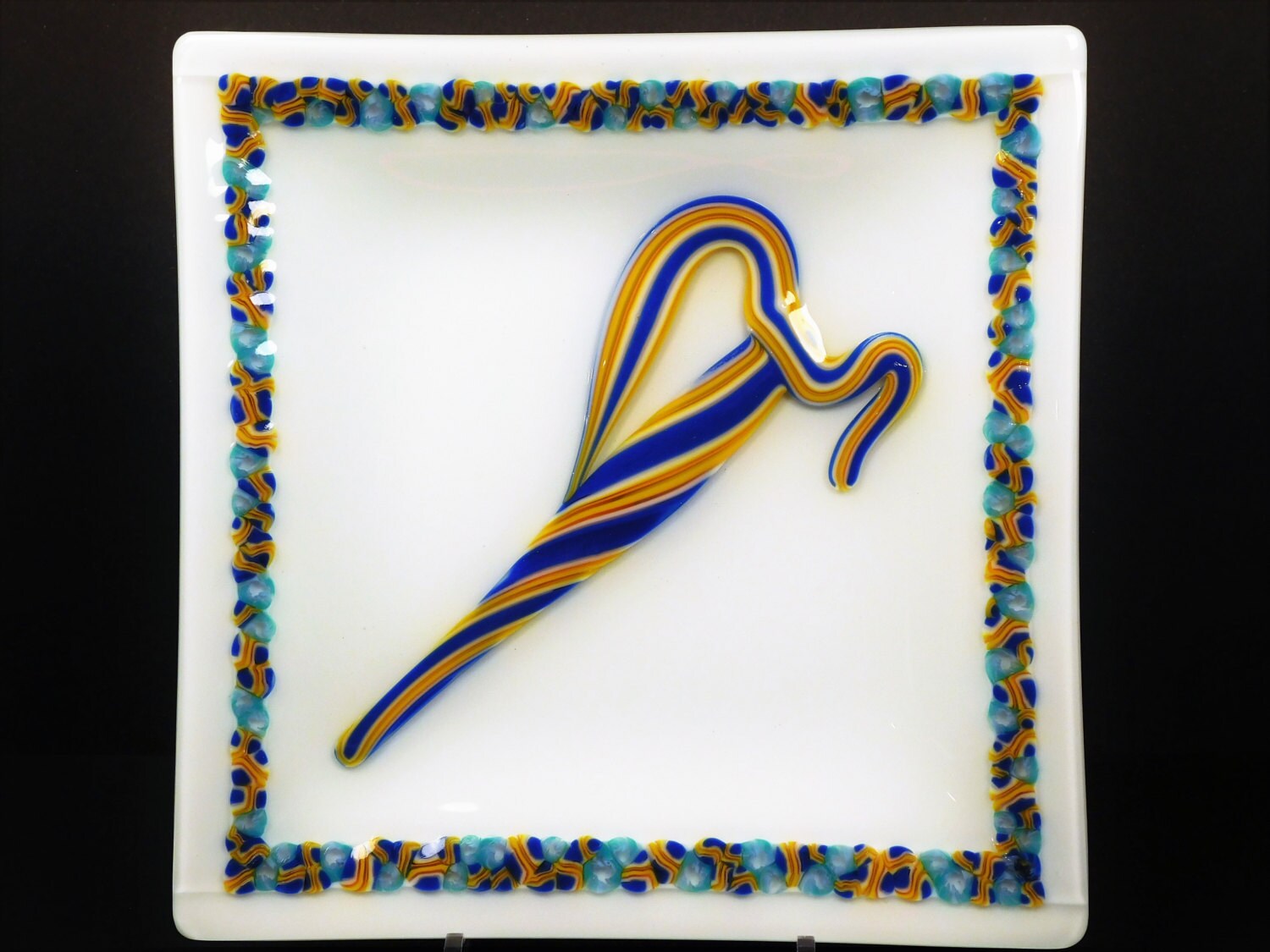 Sale: A decorative fused glass sqare plate Vitri II