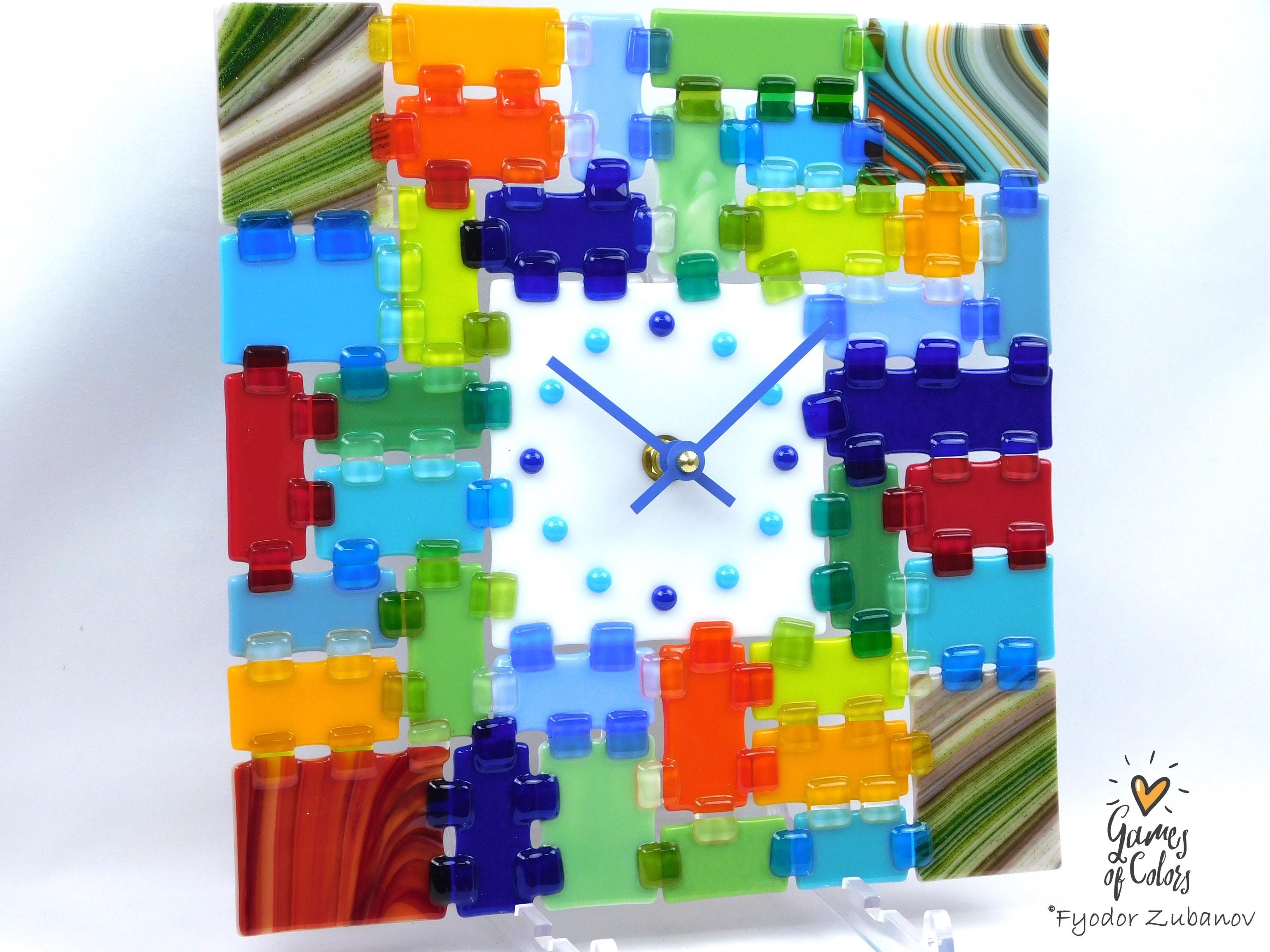 Wall Clock Rectangular Fantasy - Summer day; square clock; art glass; wall accent; decorative clock
