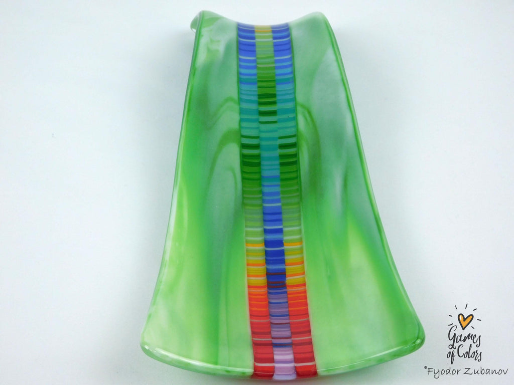 A fused glass decorative spoon rest "Young spring"