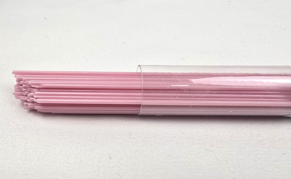 COE96 straight glass stringers, 1mm, Soft Rose Opal, R-151
