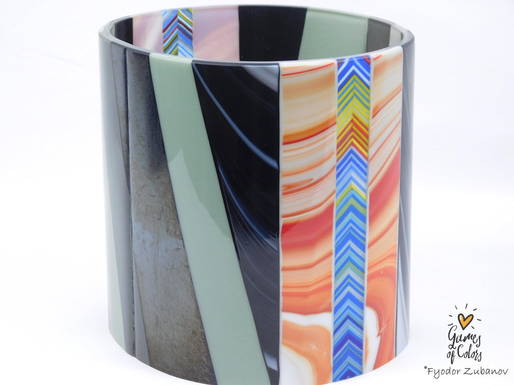 Color Sentinel – Fused Glass Kitchen Crock / Art Vessel