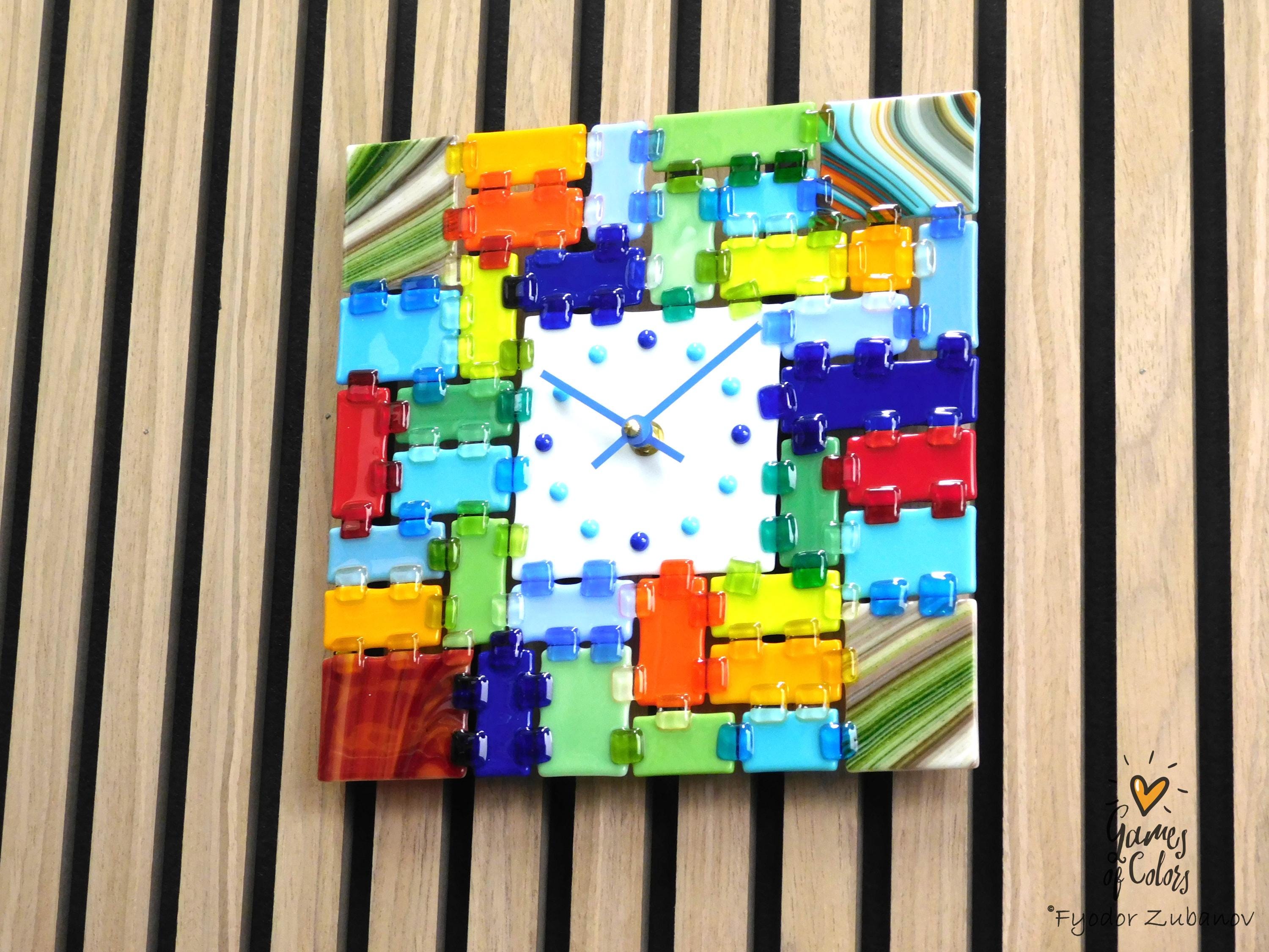 Wall Clock Rectangular Fantasy - Summer day; square clock; art glass; wall accent; decorative clock