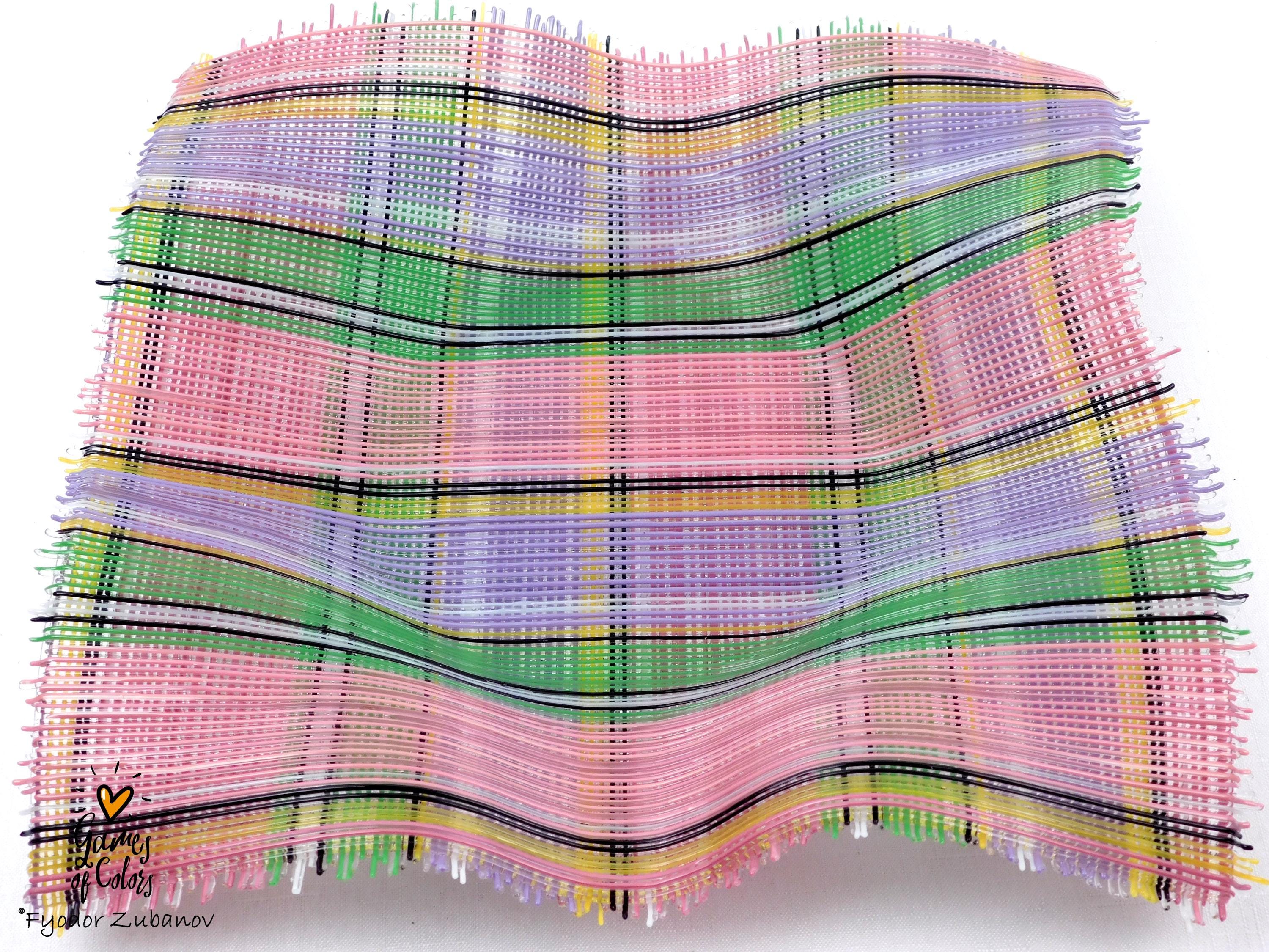 Fused Glass Bowl: Pink & Green Tartan Basket, Square Centerpiece