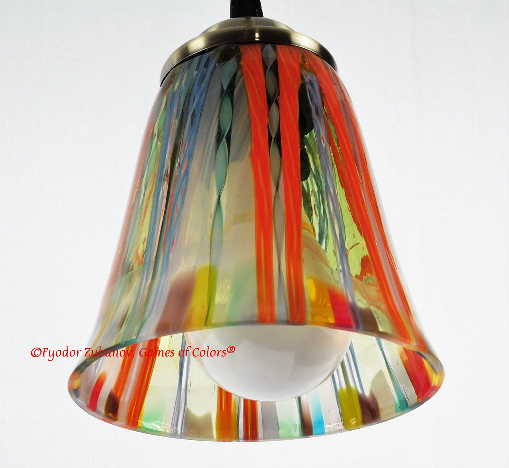 Fused Glass Pendant Light: "After Rain" Art Glass Lamp
