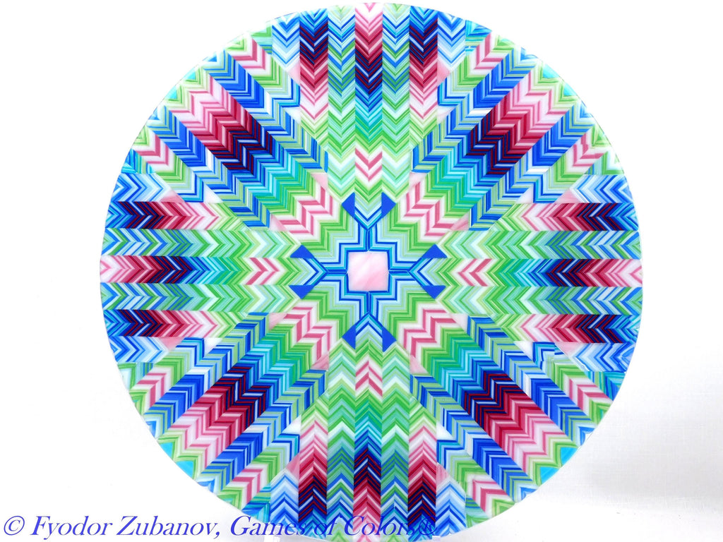 Fused Glass Platter: Pink Burst Chevron Decorative Tray