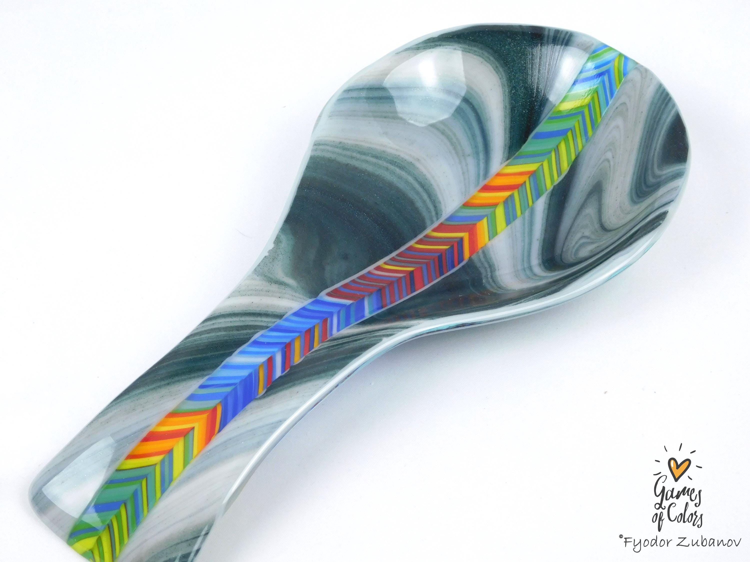 A fused glass decorative spoon rest "Ocean Whisper"