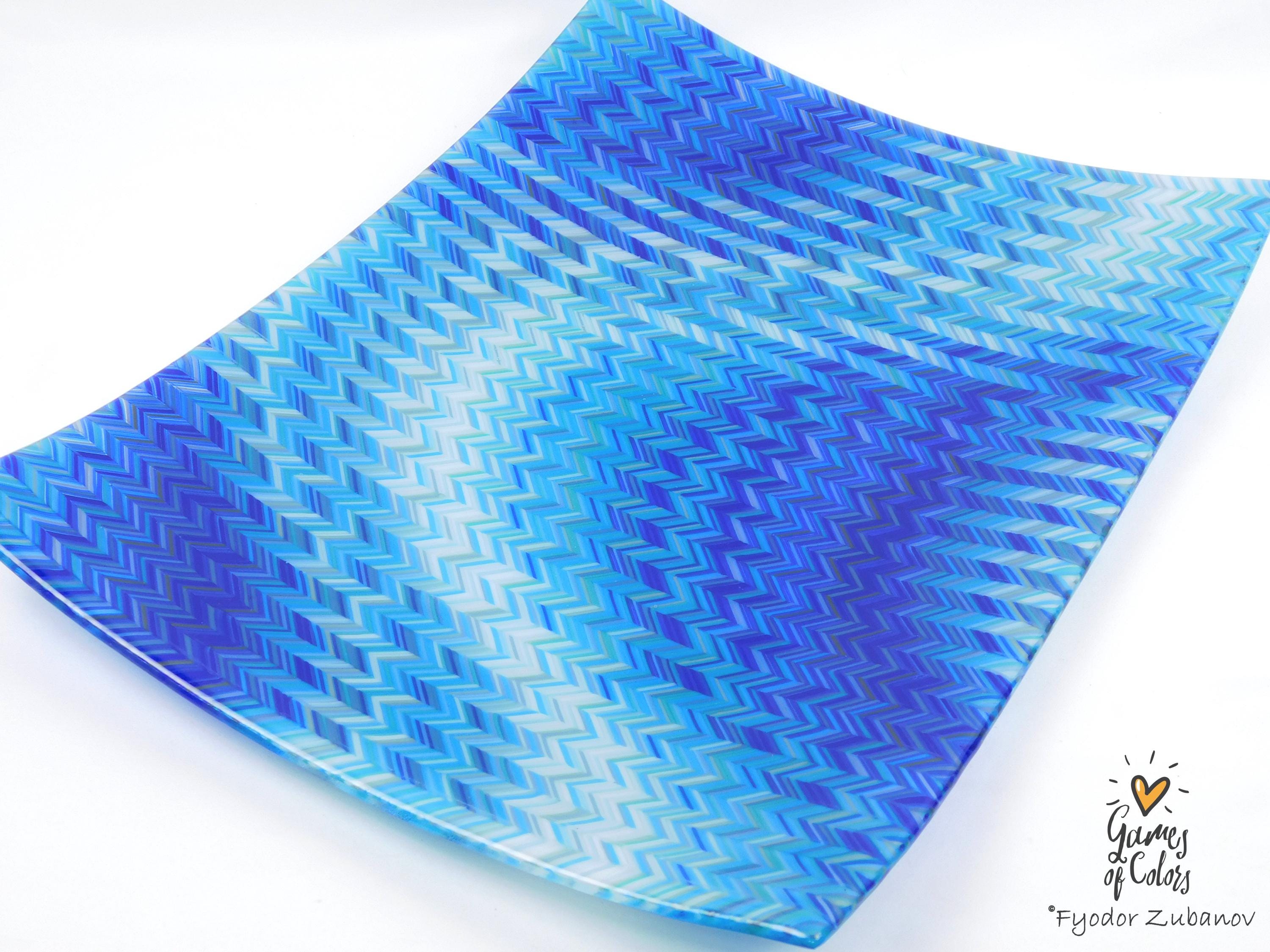 Bluewave Sonata – Fused Glass Ocean‑Inspired Centerpiece Plate