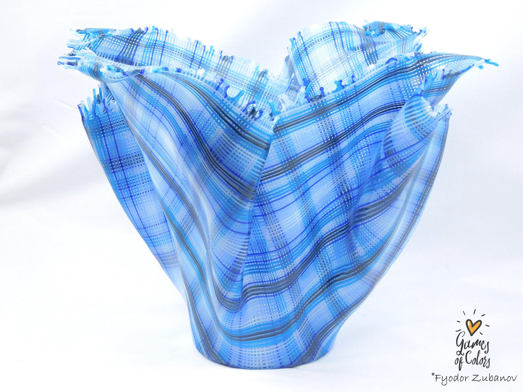 A sculptural glass vase Windy Day: Oxygen; fused glass, art object