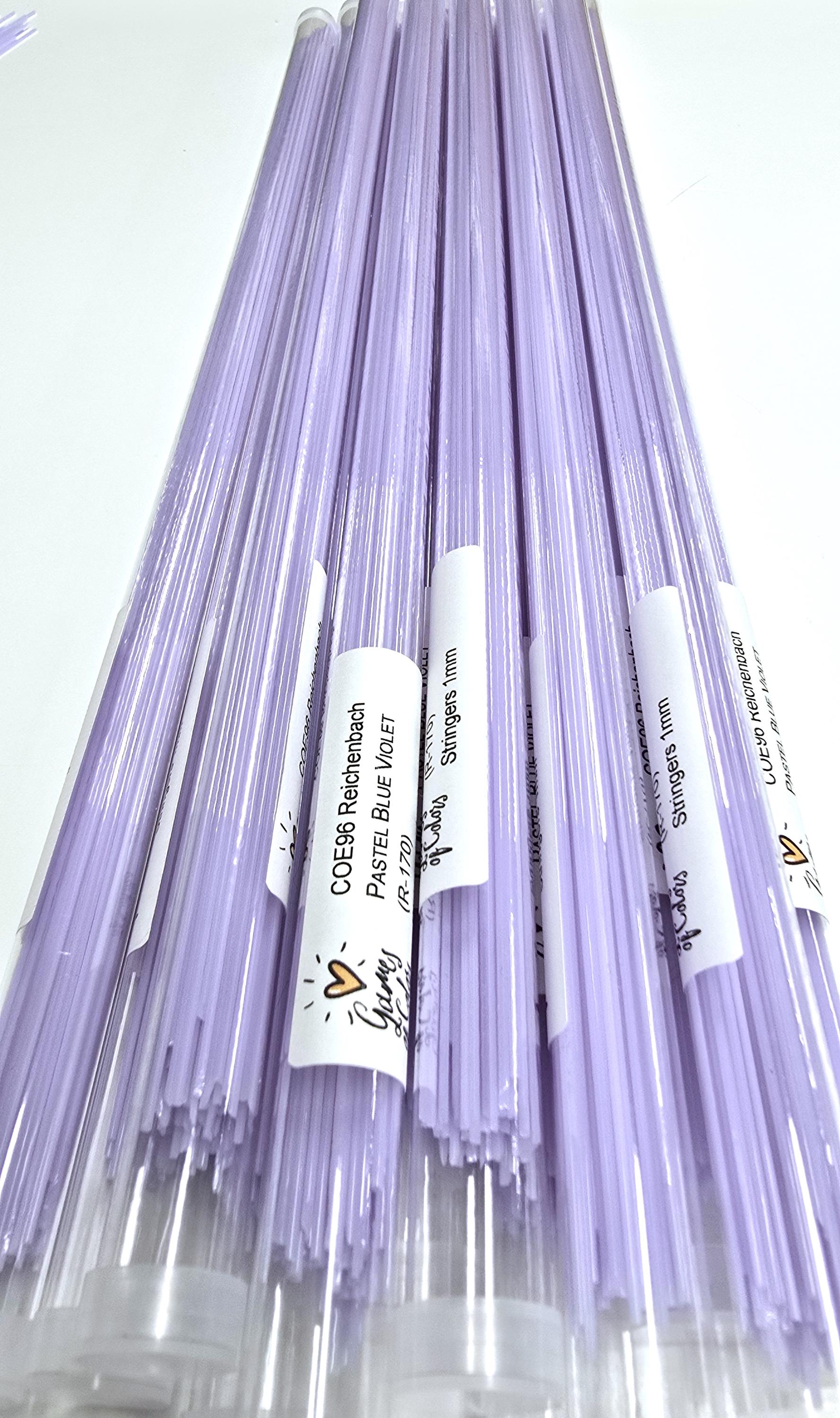 COE96 straight glass stringers, 1mm, Pastel Blue Violet Opal, R-170