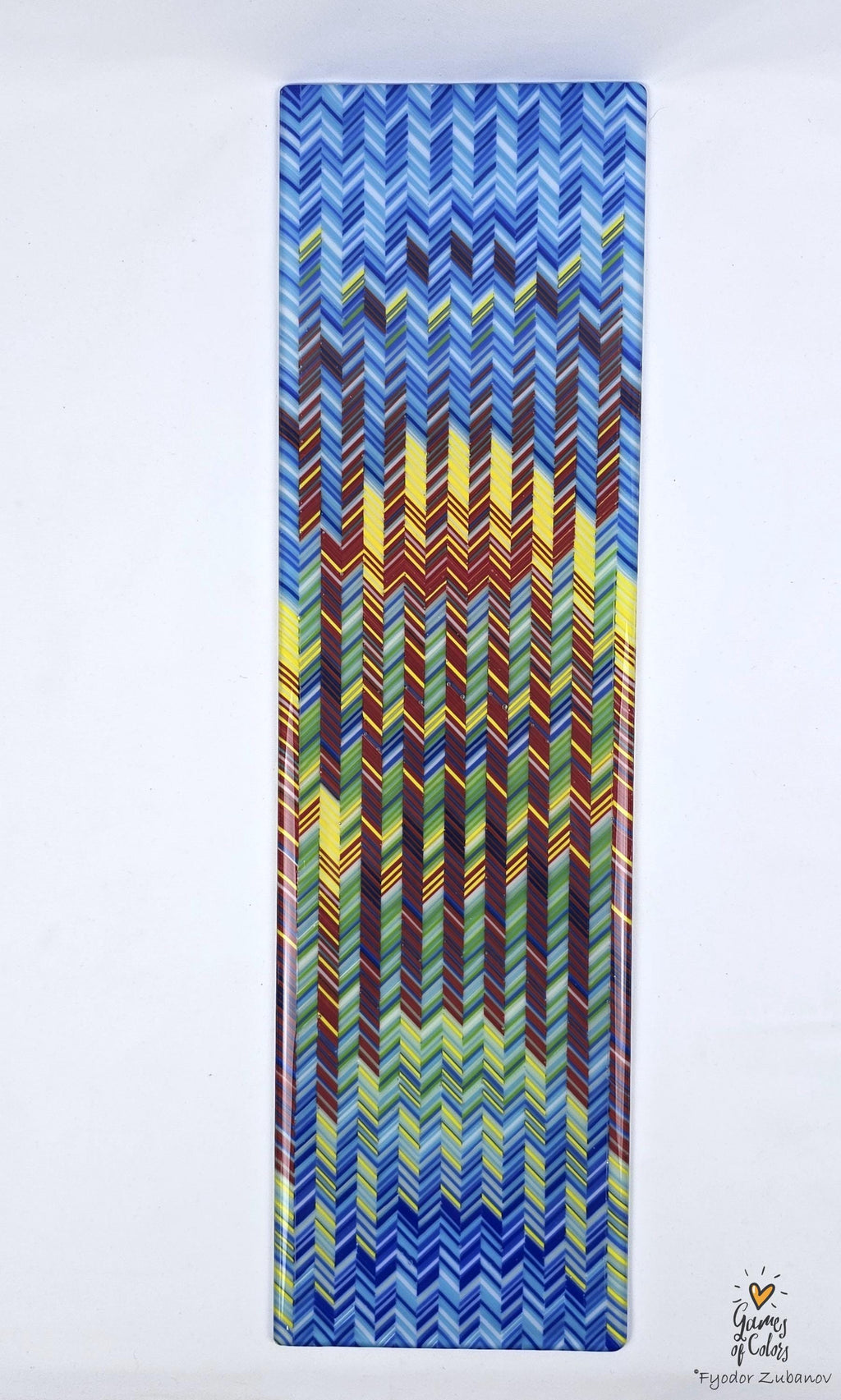 Decorative fused glass wall panel "Silent Lake"; wall artwork; room accent; art glass;