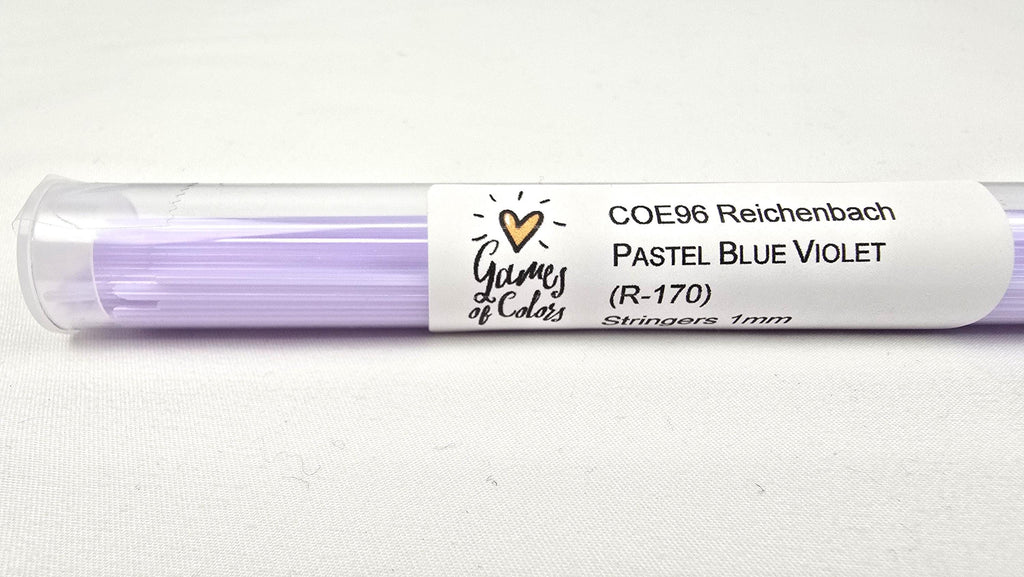 COE96 straight glass stringers, 1mm, Pastel Blue Violet Opal, R-170