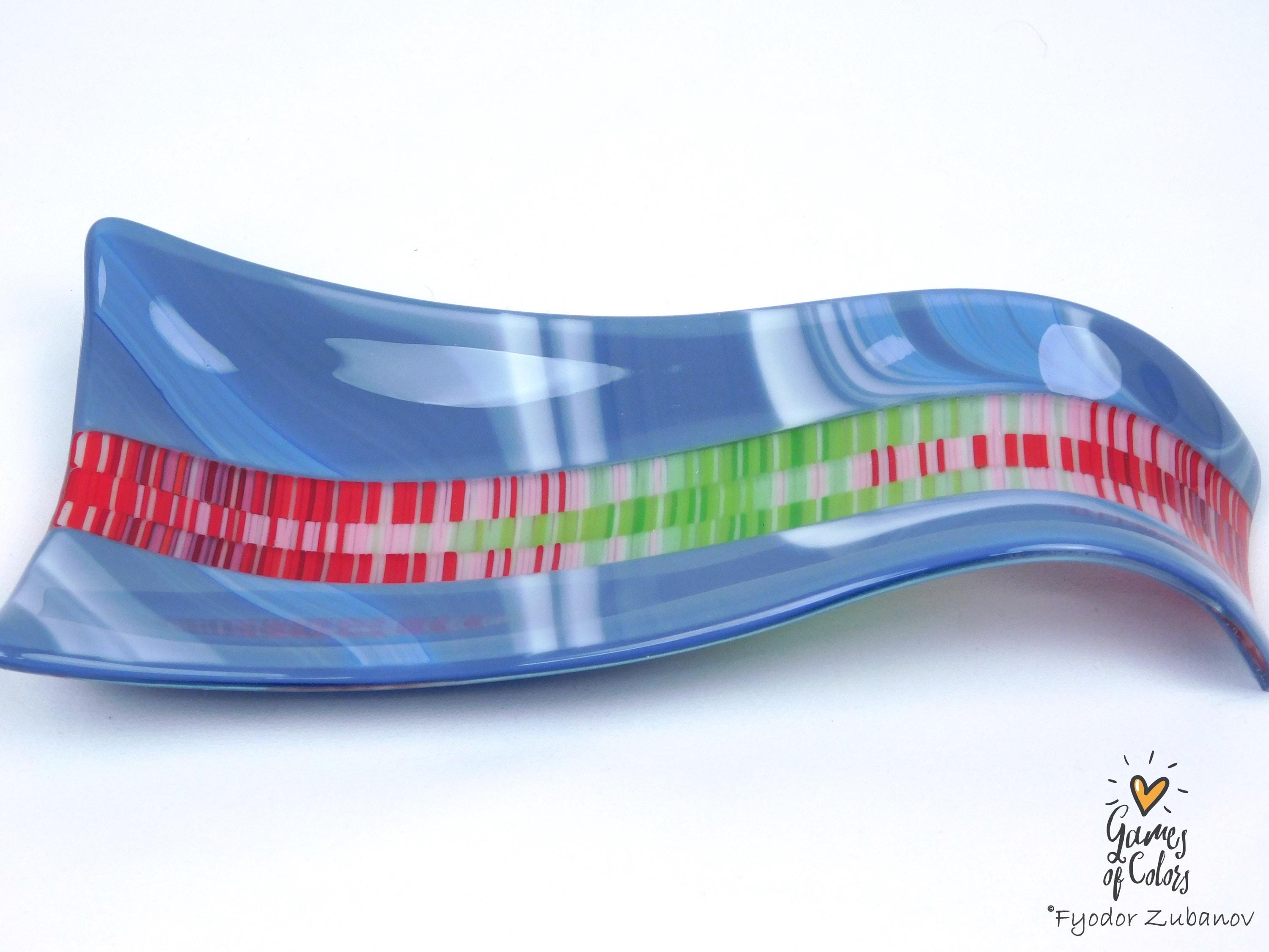 A fused glass decorative spoon rest "Lilac Ridge"