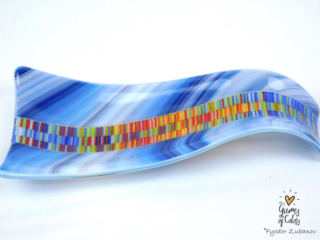 A fused glass decorative spoon rest "East coast"