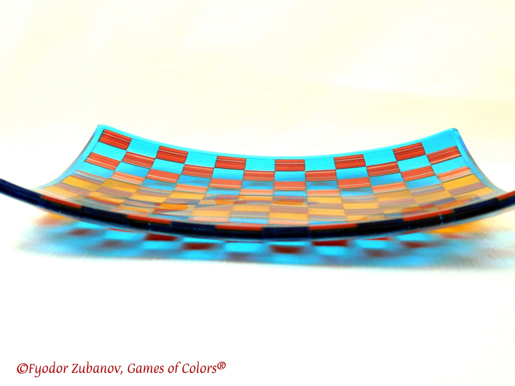 Fused Glass Plate: Geometric Art Glass Centerpiece
