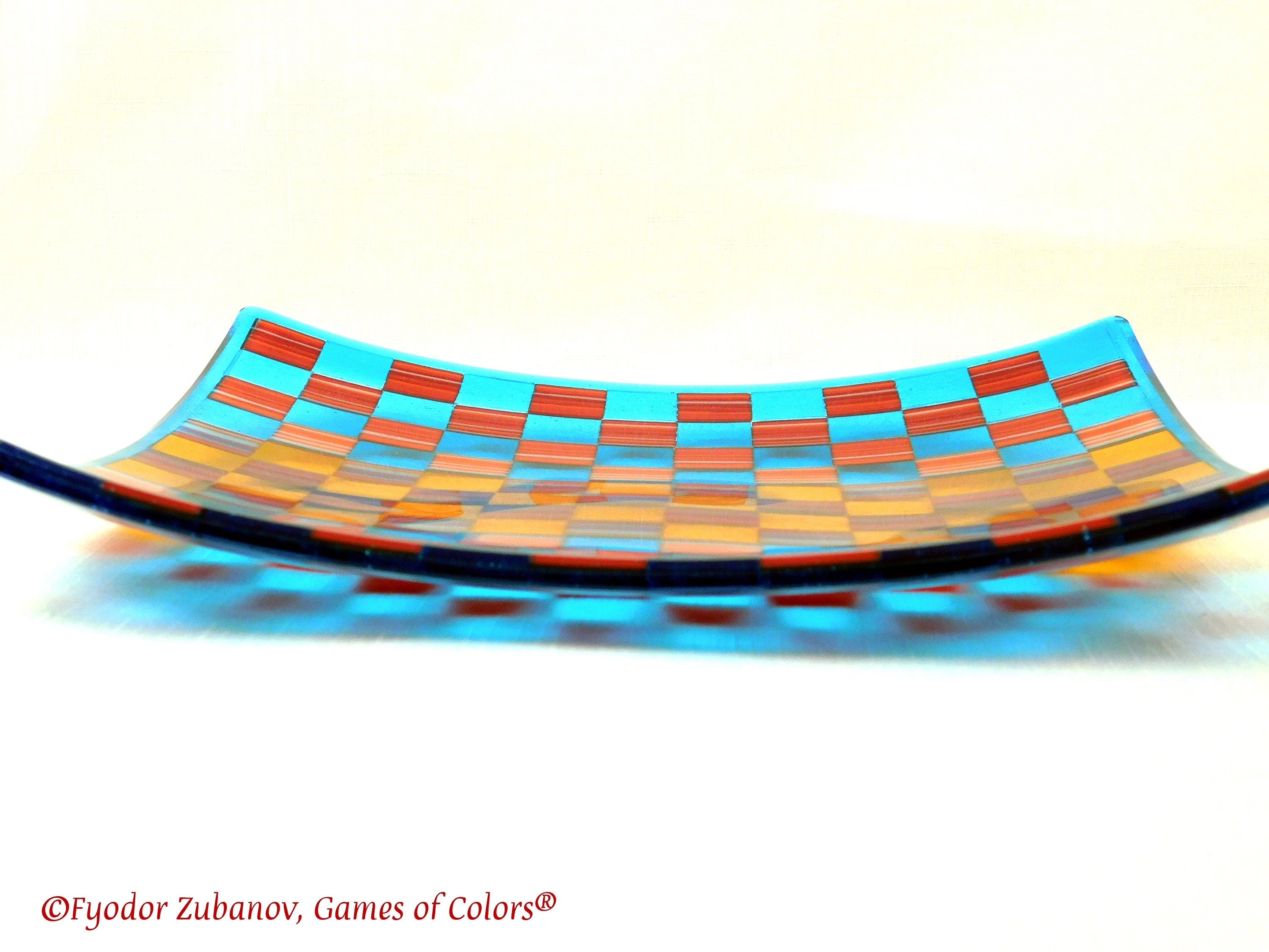 Fused Glass Plate: Geometric Art Glass Centerpiece