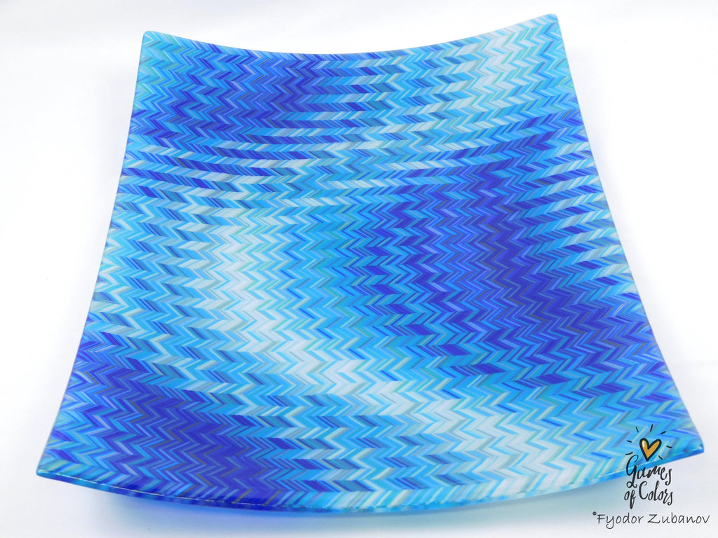 Bluewave Sonata – Fused Glass Ocean‑Inspired Centerpiece Plate
