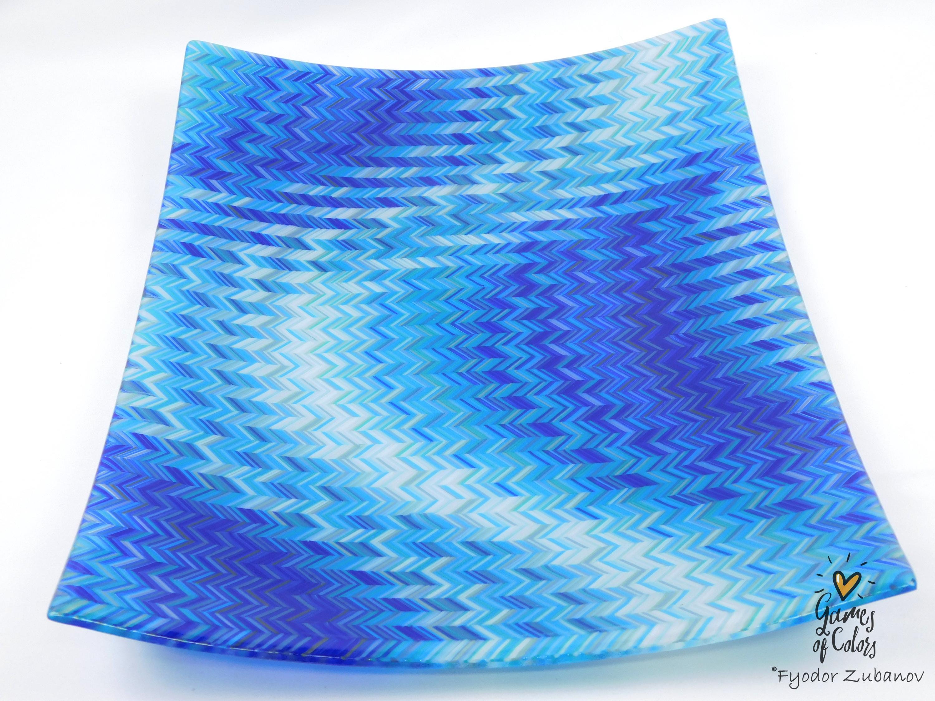 Bluewave Sonata – Fused Glass Ocean‑Inspired Centerpiece Plate