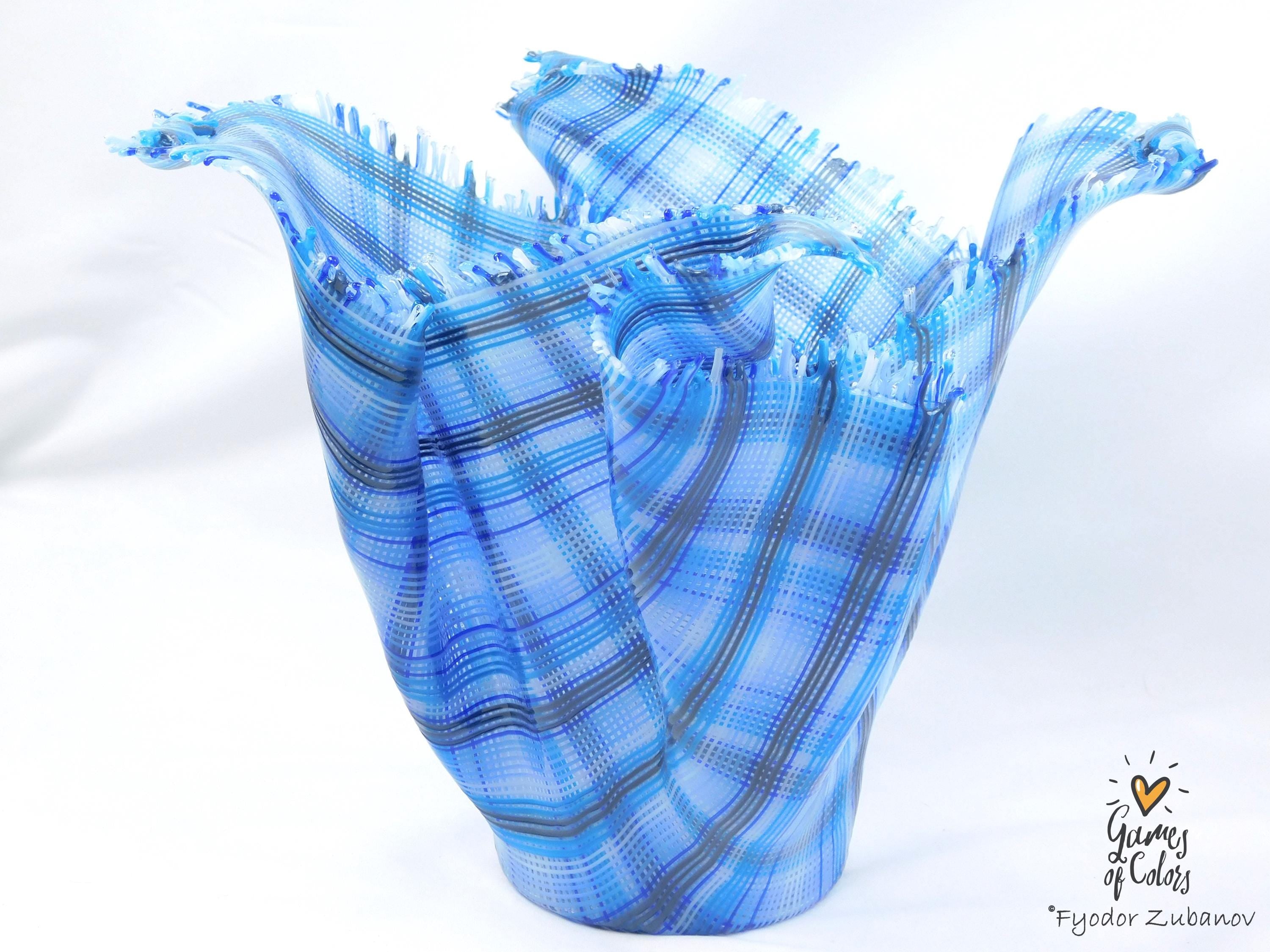 A sculptural glass vase Windy Day: Oxygen; fused glass, art object
