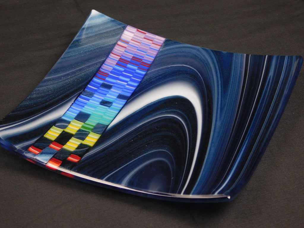 Mosaic Jet plate: Blue-Grape with White Swirls