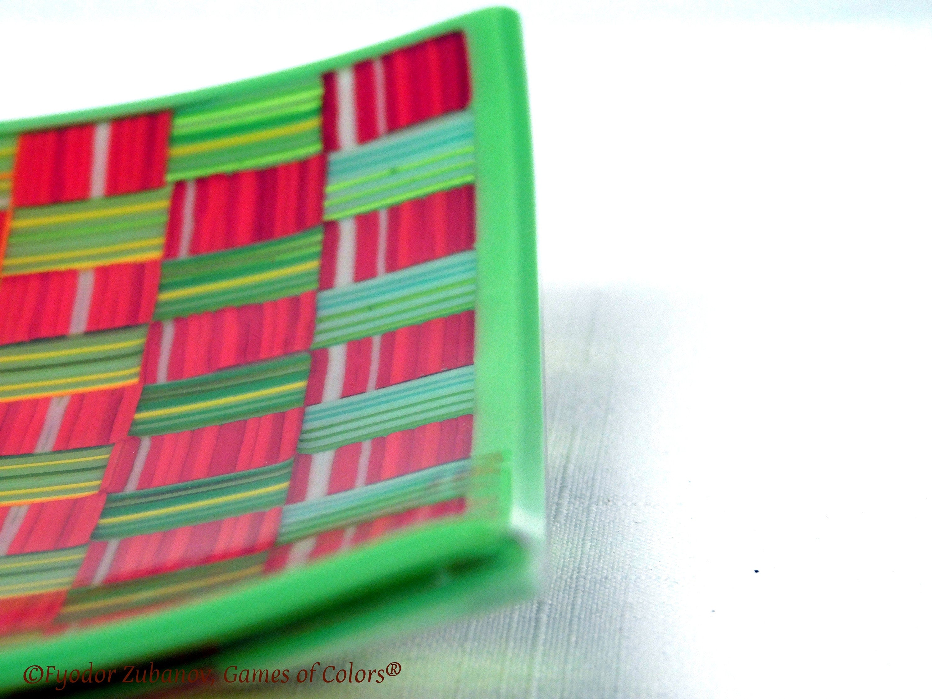 Fused Glass Plate: Striped Checkers Design, Art Glass Centerpiece