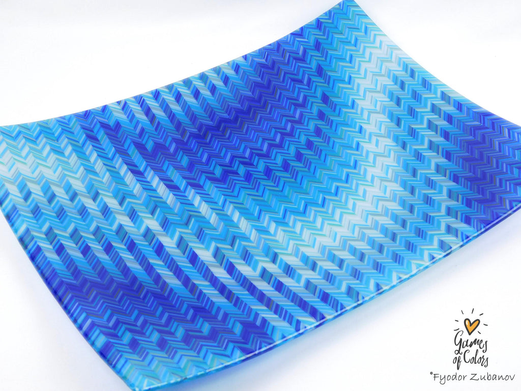 Bluewave Sonata – Fused Glass Ocean‑Inspired Centerpiece Plate