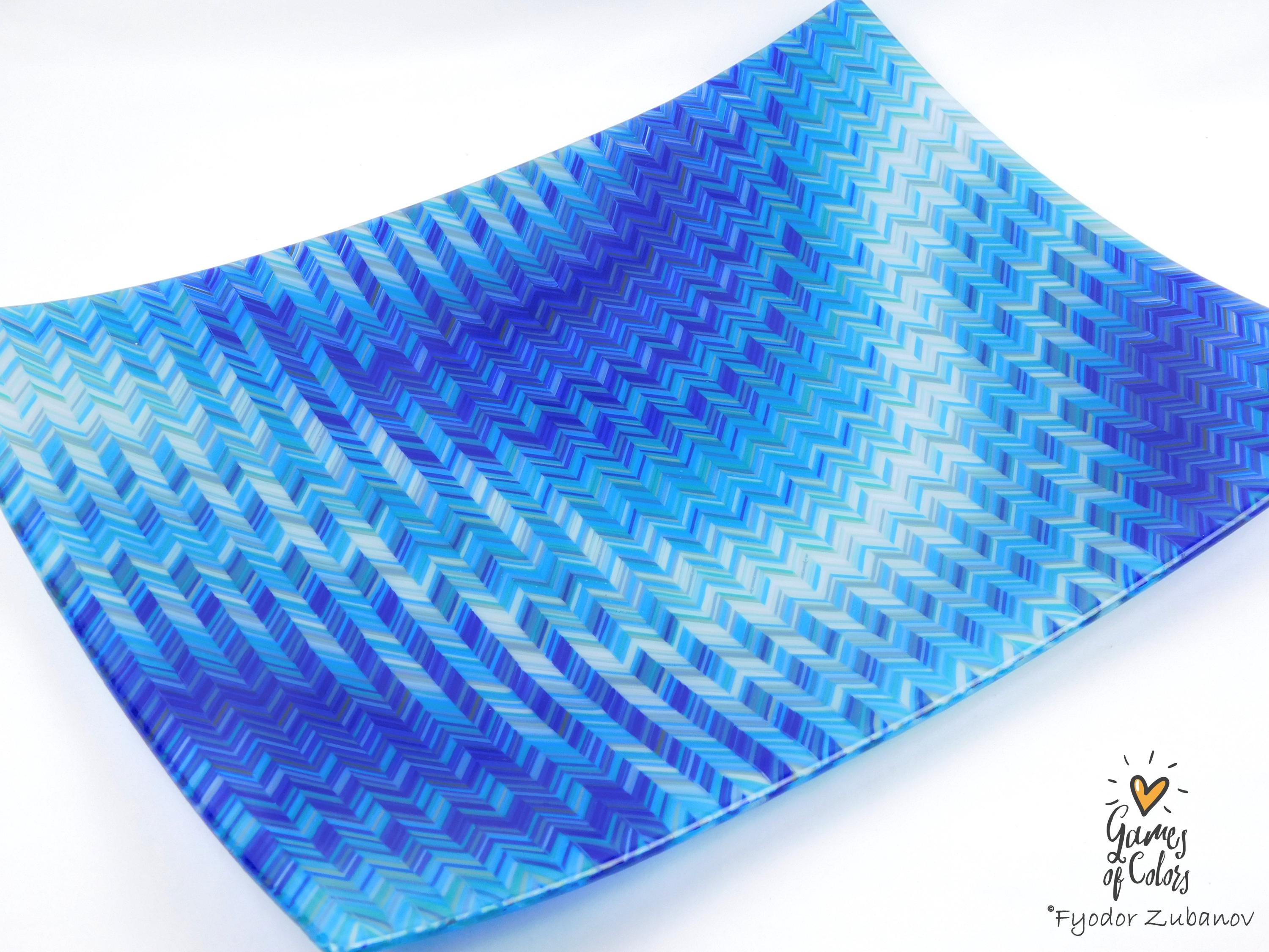 Bluewave Sonata – Fused Glass Ocean‑Inspired Centerpiece Plate