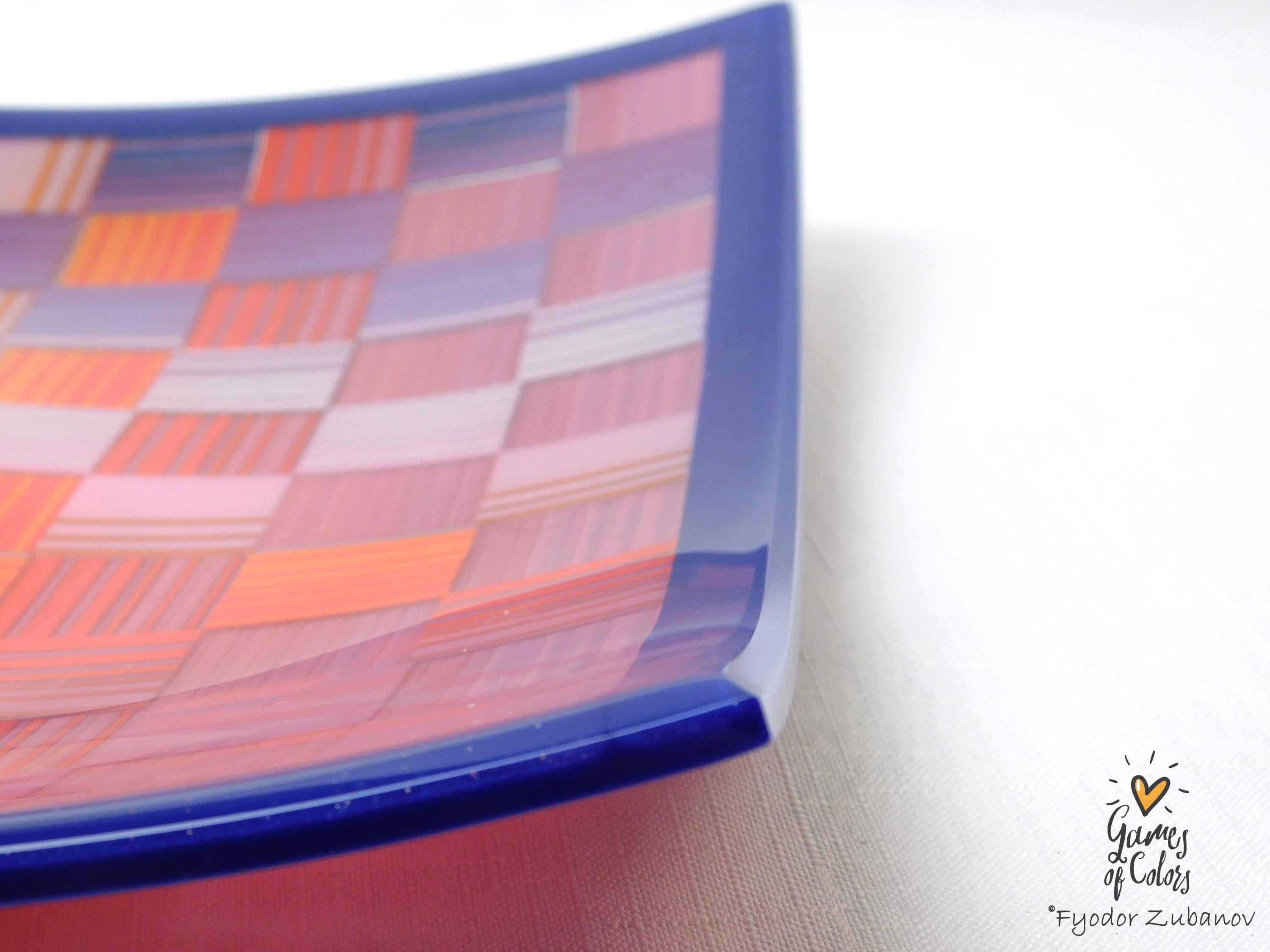 A Decorative Fused Glass Plate "Purple Sunset"; Art Glass; Centerpiece
