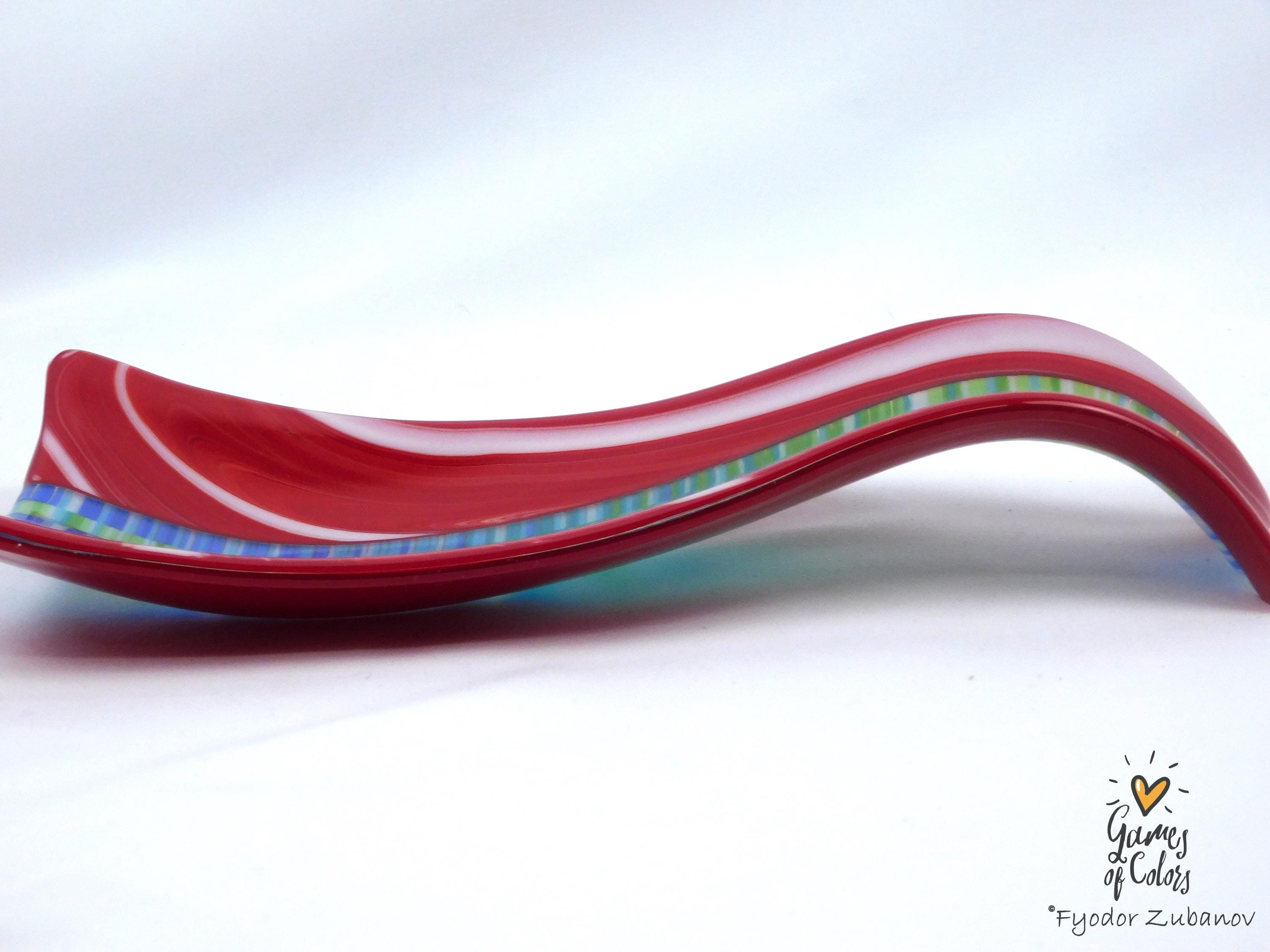 A fused glass decorative spoon rest "Times square"