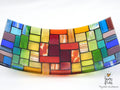 Fused Glass Plate "Rainbow Rocky Road"; Bowl for fruits; Rectangular Centerpiece Bowl, Handmade