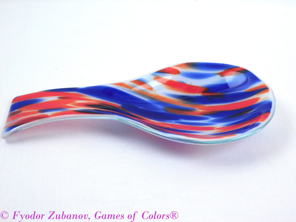 A fused glass decorative spoon rest "Jubilee"