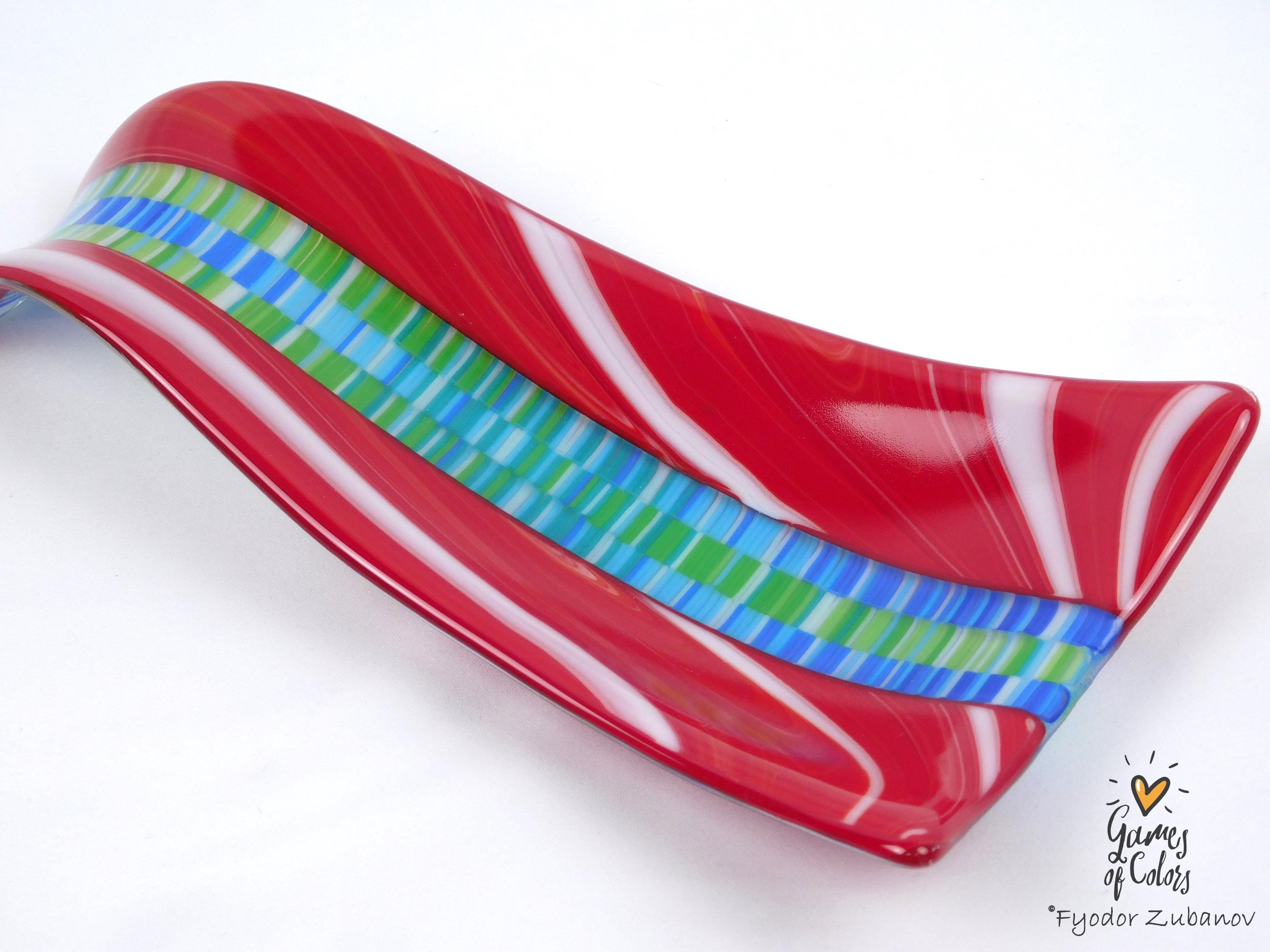 A fused glass decorative spoon rest "Times square"