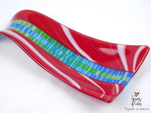 A fused glass decorative spoon rest "Times square"
