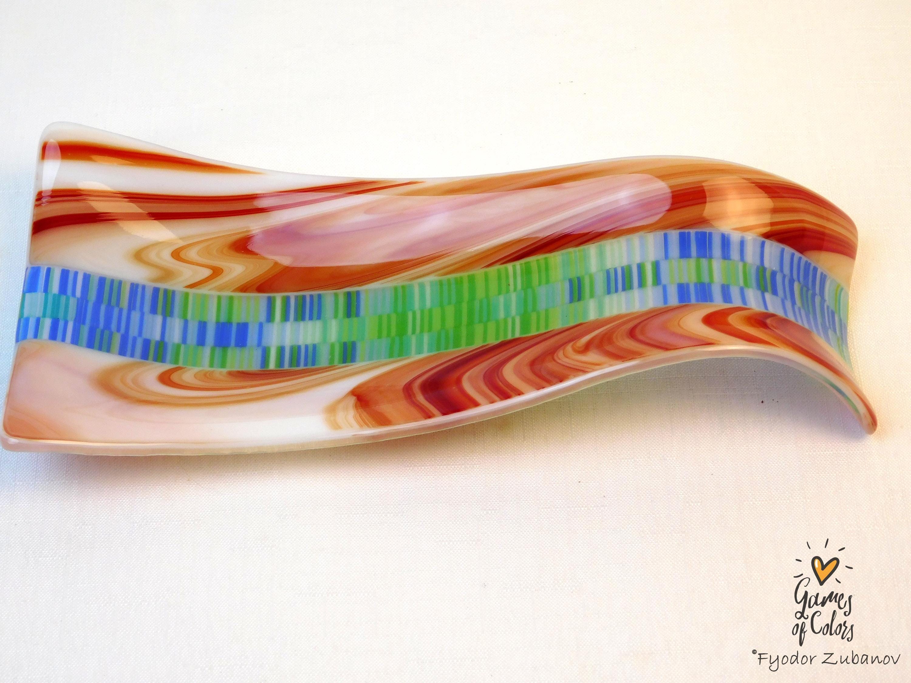 Hand-Crafted Fused Glass Spoon Rest Texas; Kitchen Accent; utensil holder