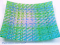 Fused Glass Plate: "Blue Stitches" Chevron Art Glass Tray (12x12 inches)