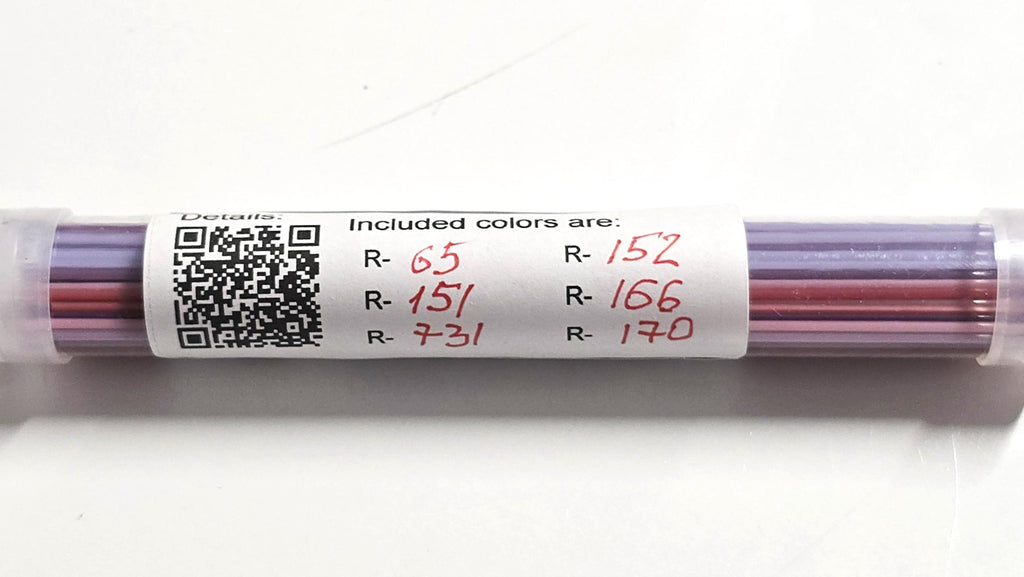 COE96 1mm glass stringers sampler - Pinks and violets