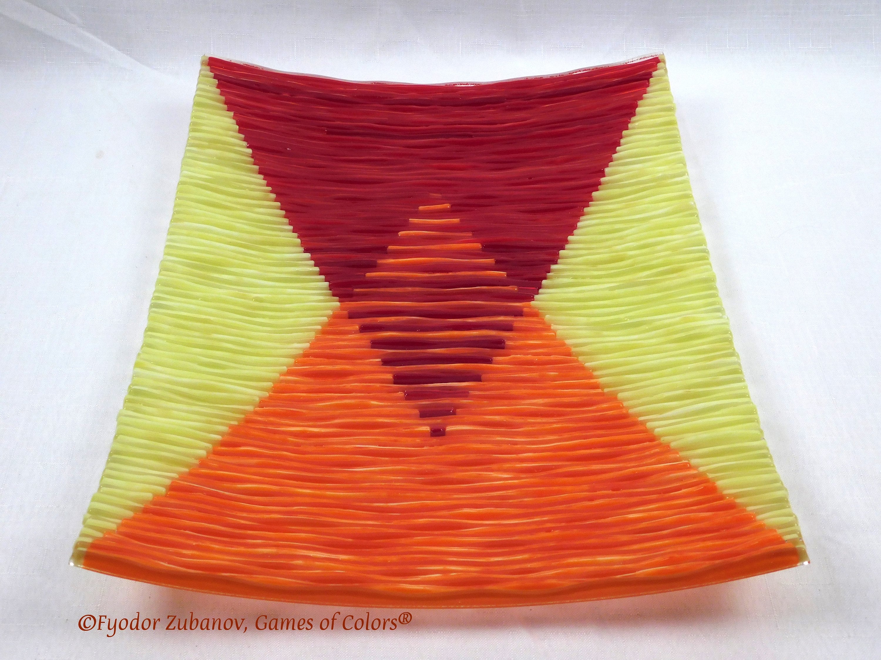 Fused Glass Plate: Textured Twin Peaks Decorative Art