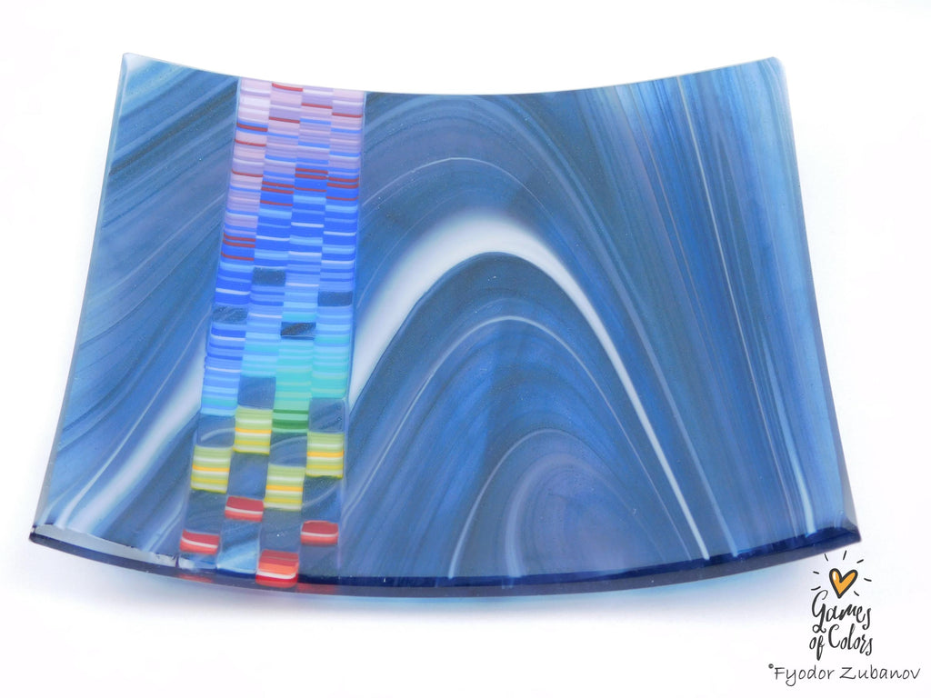 Mosaic Jet plate: Blue-Grape with White Swirls
