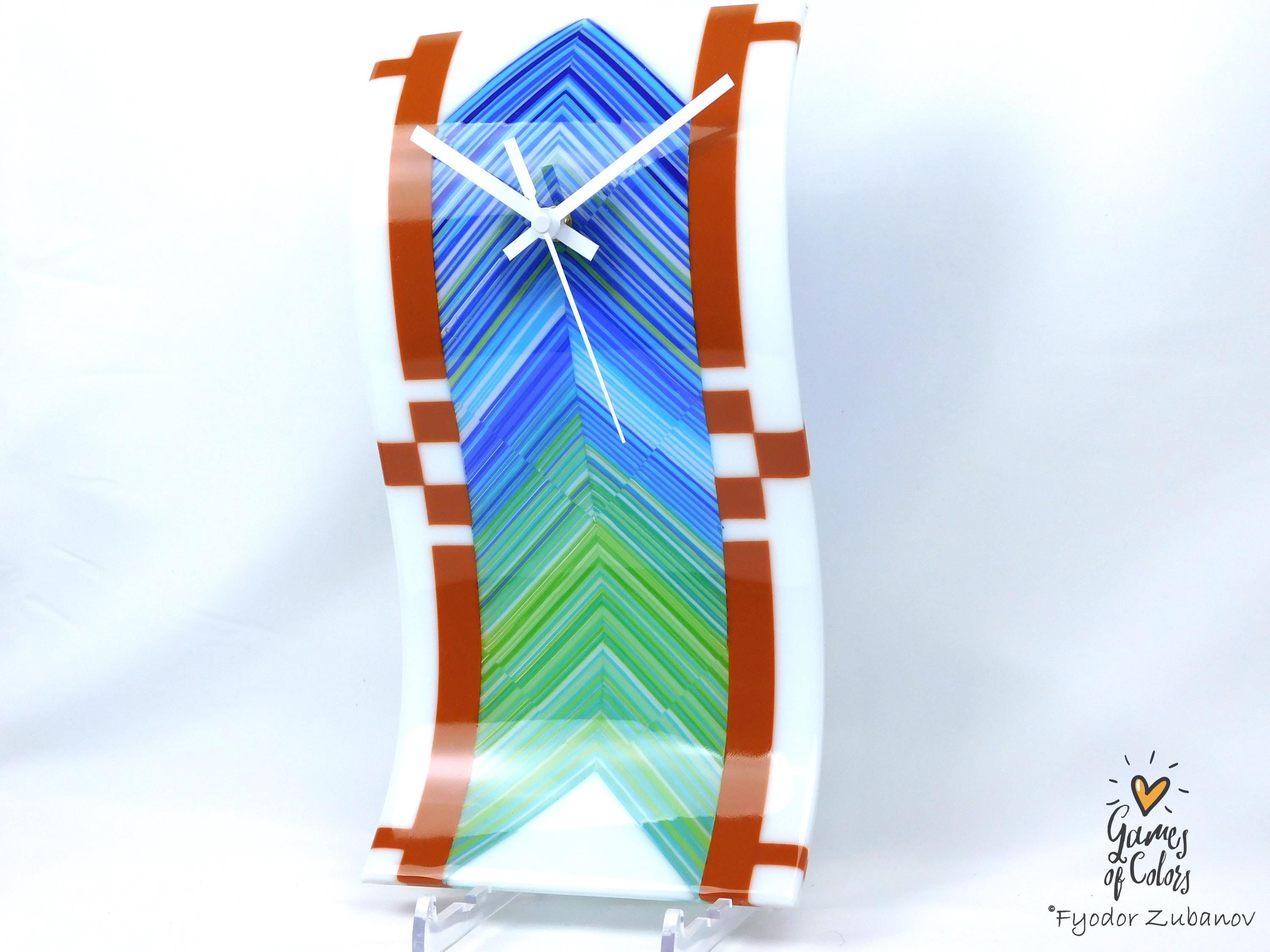 Mediterranean Drift — Fused Glass Wall Clock