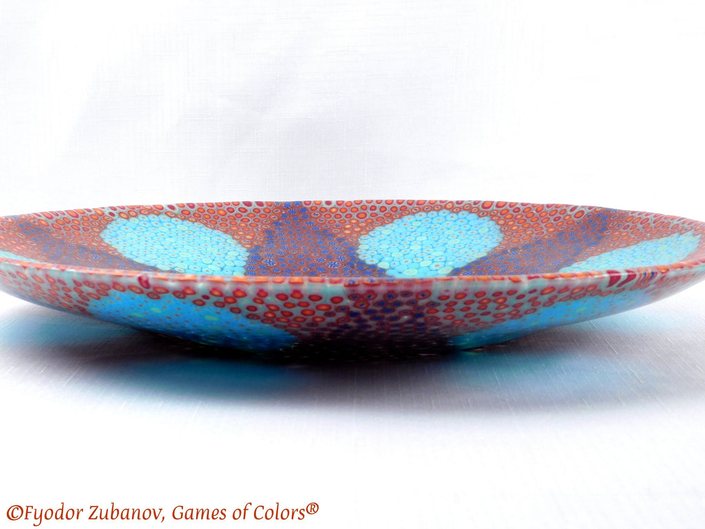 Large Fused Glass Platter: Murrine Flower Centerpiece (16 inch)