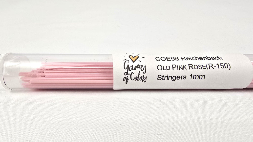 COE96 straight glass stringers, 1mm, Old Pink Rose Opal, R-150