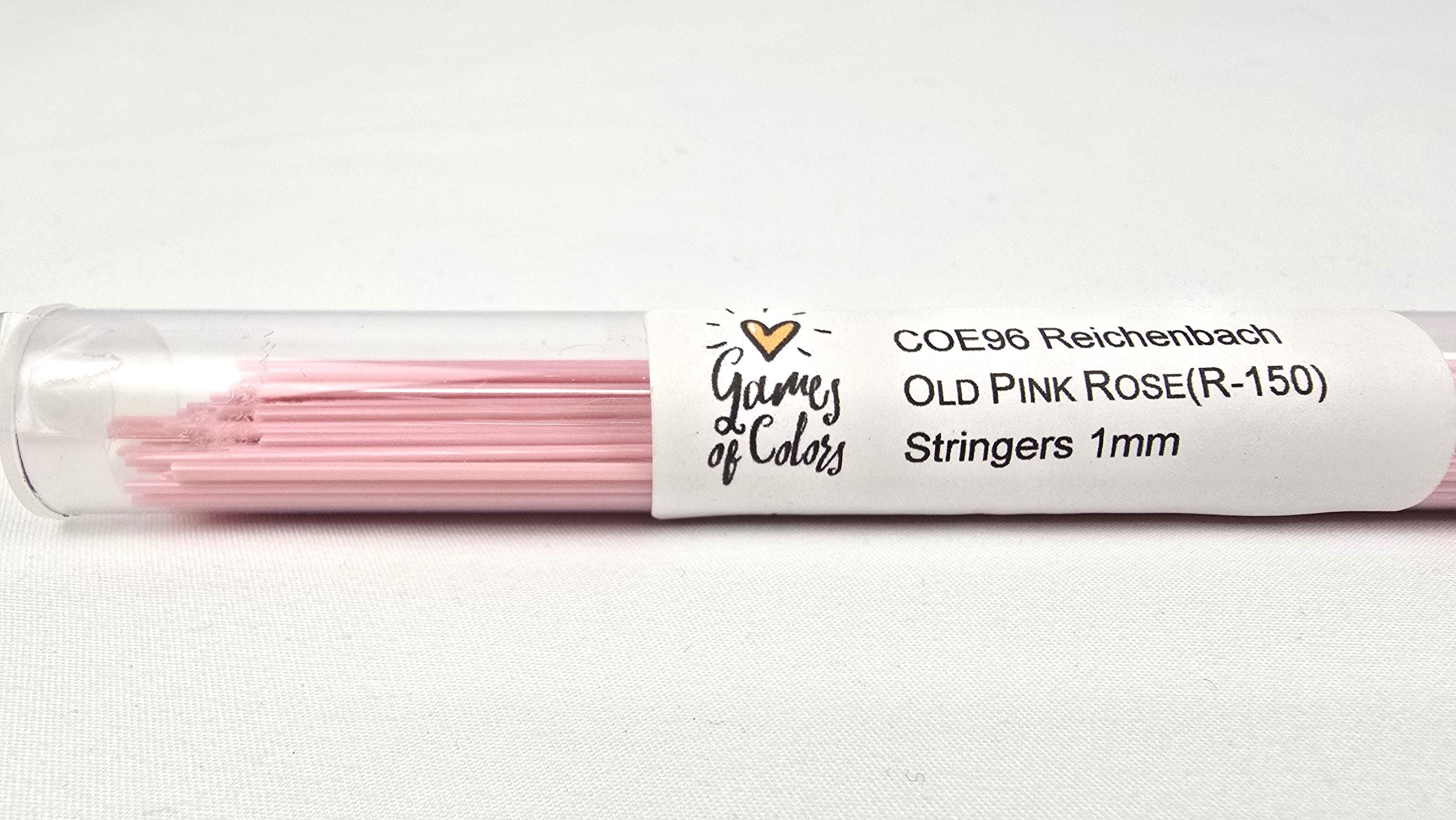 COE96 straight glass stringers, 1mm, Old Pink Rose Opal, R-150